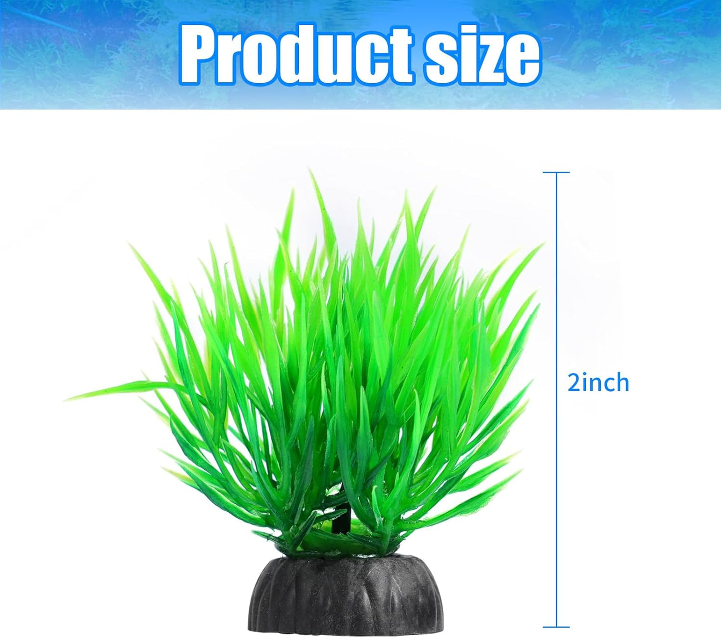 Artificial Aquarium Plants, Plastic Fish Tank Decorations, 2Inch Tall, 10Packs