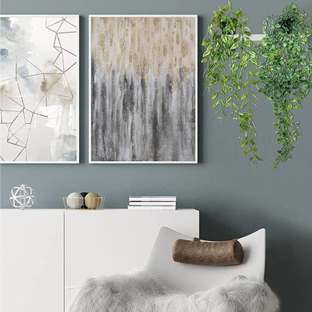 Artificial Hanging Plants, 2Pcs Artificial Plants Indoors in Pots, Greenery Fake Plants Decor, Small Artificial Plants in Pots, Fake Potted Plants, Faux Plants for Wall Home Room Office Decor