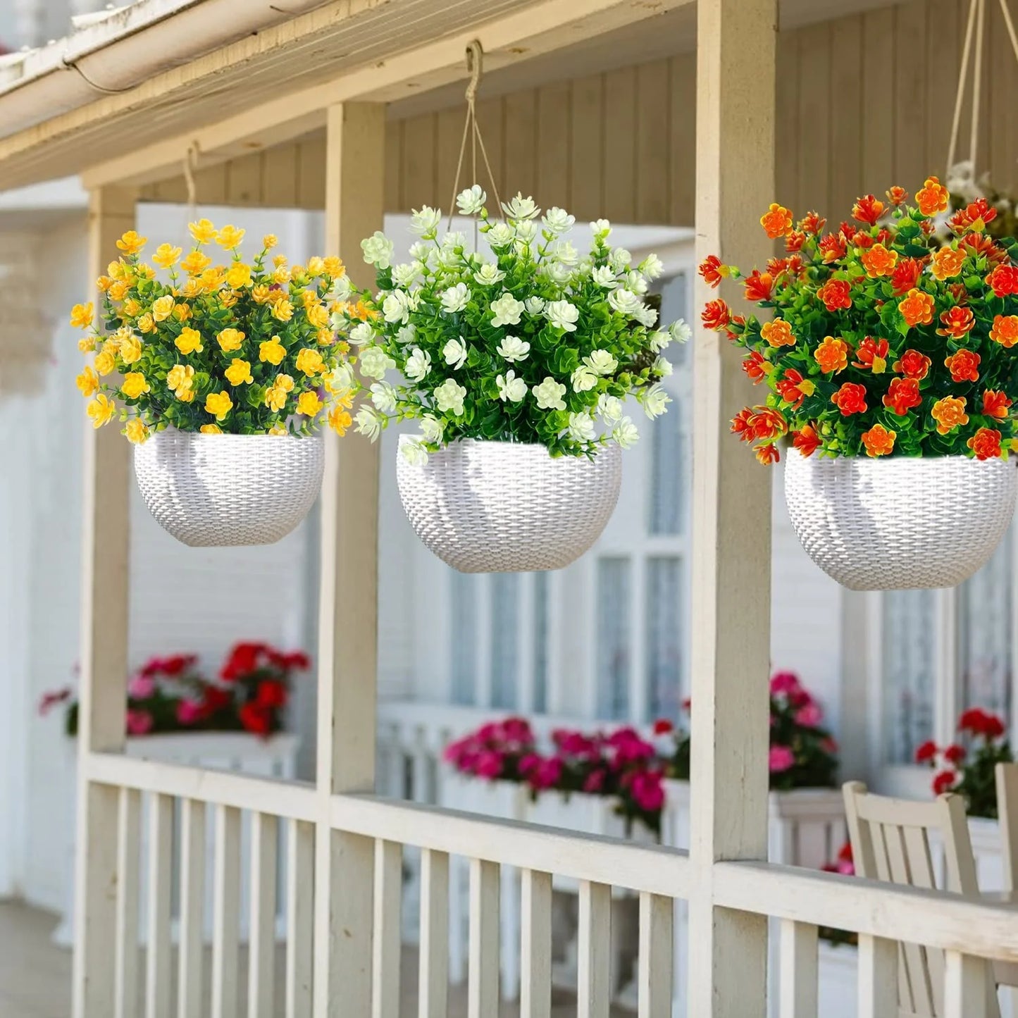 13.4" X 6 " Artificial Plastic Orange/Red Flowers Home Garden ( 20 Count )