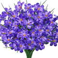 Artificial Flowers for Outdoors 6 Bundles Fake Plastic Flowers UV Resistant Silk Freesia Purple Flowers Artificial Plants & Flowers for Vase Planters Garden Home Wedding Front Door Decor
