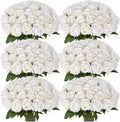 102 PCS White Roses Artificial Flowers, Fake White Roses Bouquet,White Artificial Silk Roses with Stems for DIY Wedding Flowers Decoration, Valentines Day Mothers Day, Bridal Bouquet Roses