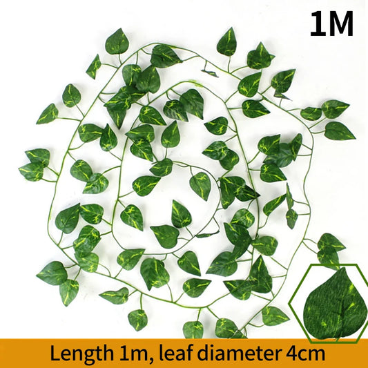 1/2M Rattan Artificial Green Leaves Artificial Plants Decoration Wedding Yard Vines Decorative Artificial Plants Simulated Leave