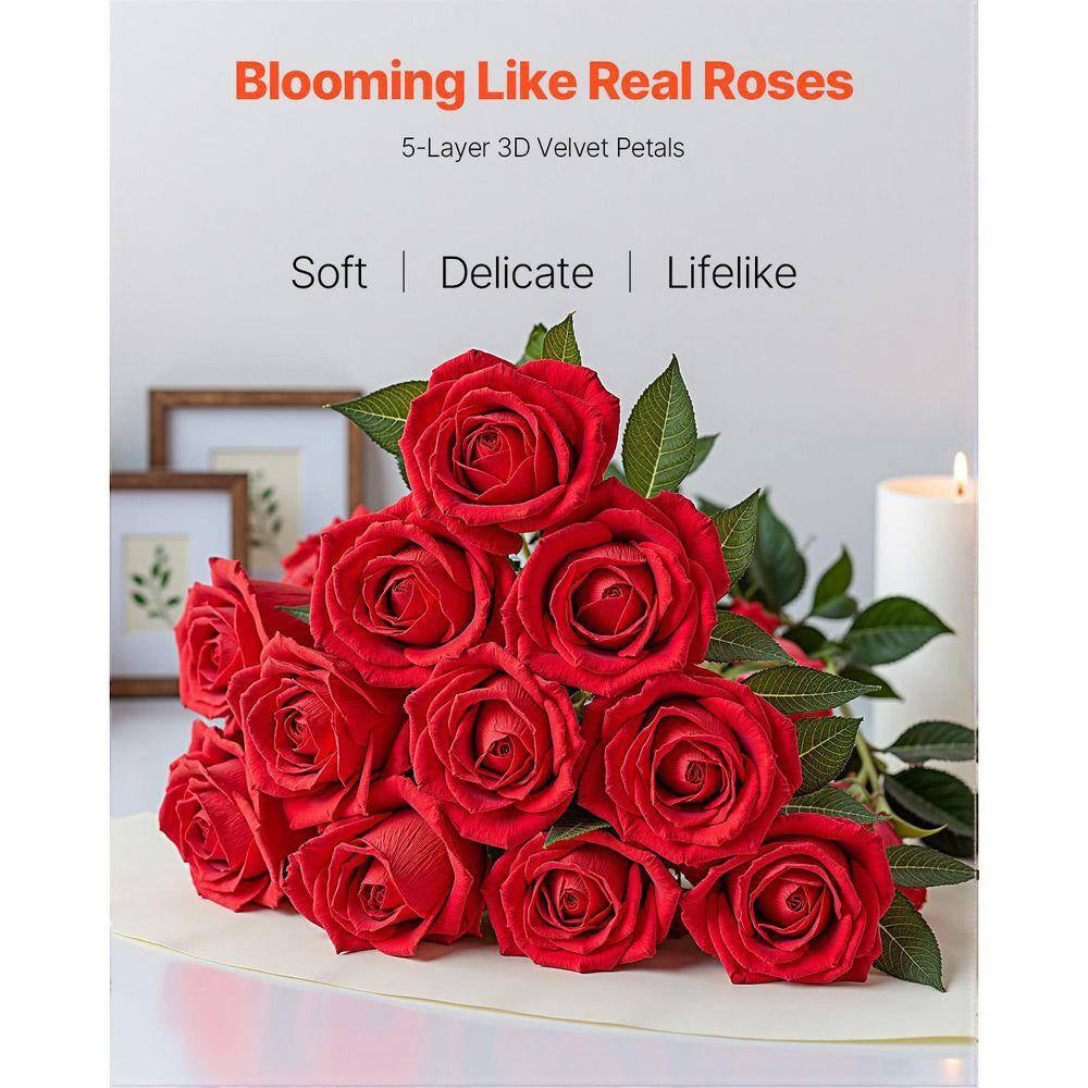 Artificial Flowers, 20 In., Red, for Outdoor Indoor, Artificial Rose Flower, 500 Pcs Real Looking Foam Fake Roses Bulk