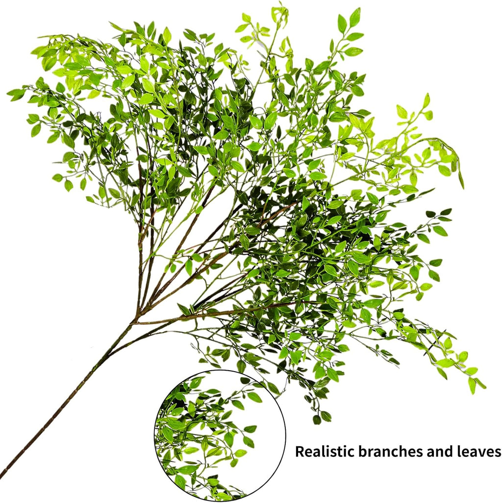 Artificial Branches Artificial Plants 3PCS 43.3 Inch Green Nandina Artificial Plants for Wedding Shop Garden Office Home Décor Greenery Stems for Vase