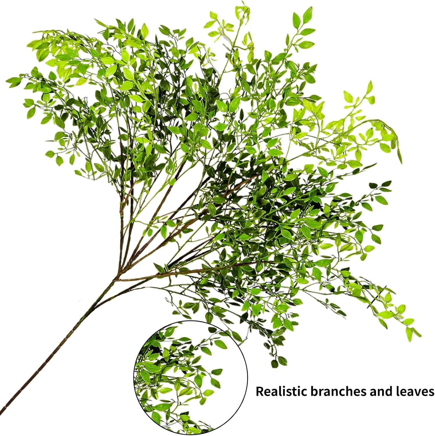 Artificial Branches Artificial Plants 3PCS 43.3 Inch Green Nandina Artificial Plants for Wedding Shop Garden Office Home Décor Greenery Stems for Vase