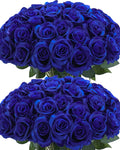 50Pcs Artificial Roses Flowers in Bulk,Realistic Silk Fake Rose with Long Stem for Wedding Centerpieces Bouquet Party Floral Arrangement Home Decoration(Royal Blue)