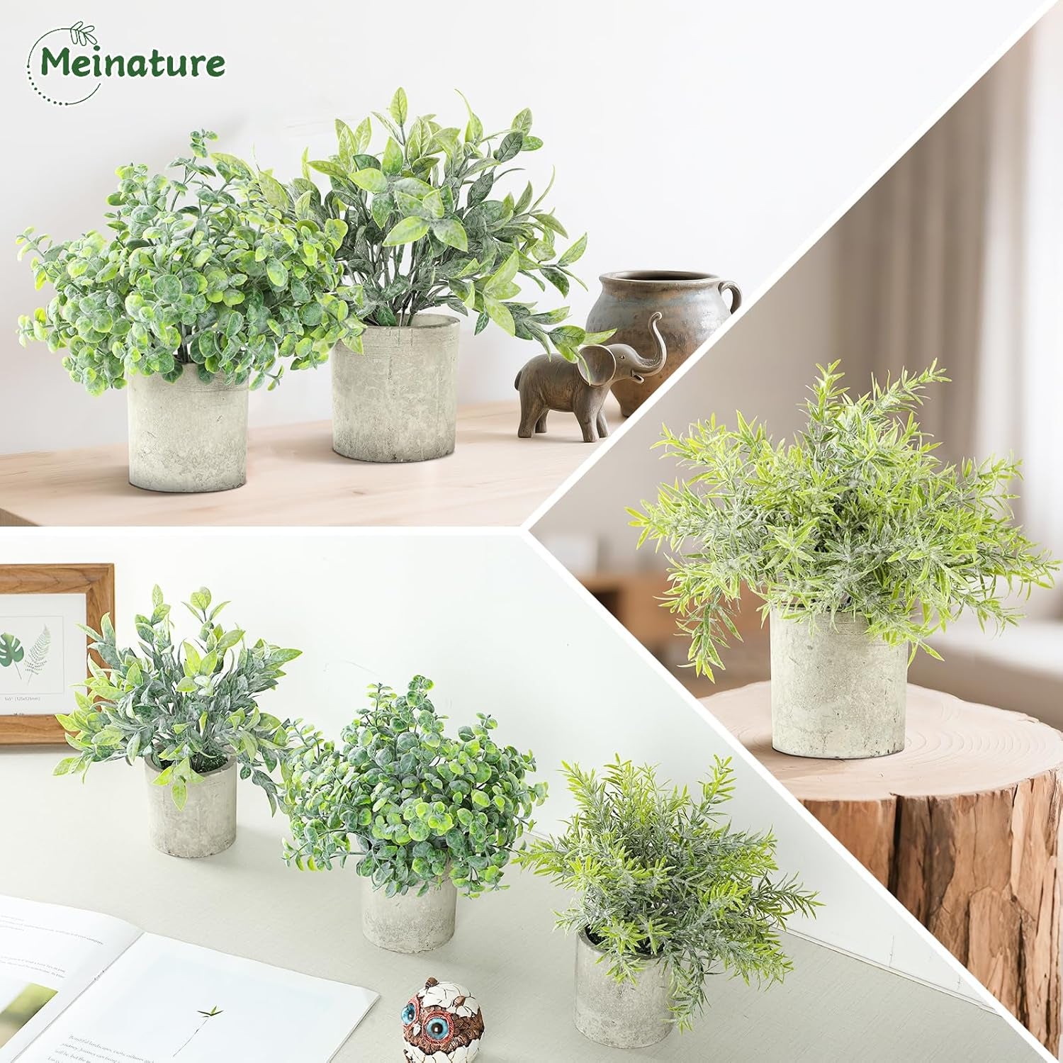 3 Pack Life-Like Potted Fake Plant, Artificial Plants Indoor, Artificial Frost-Hung Green Plants，No Need for Maintenance，Suitable for Desktop or Shelf Decoration in Homes and Offices