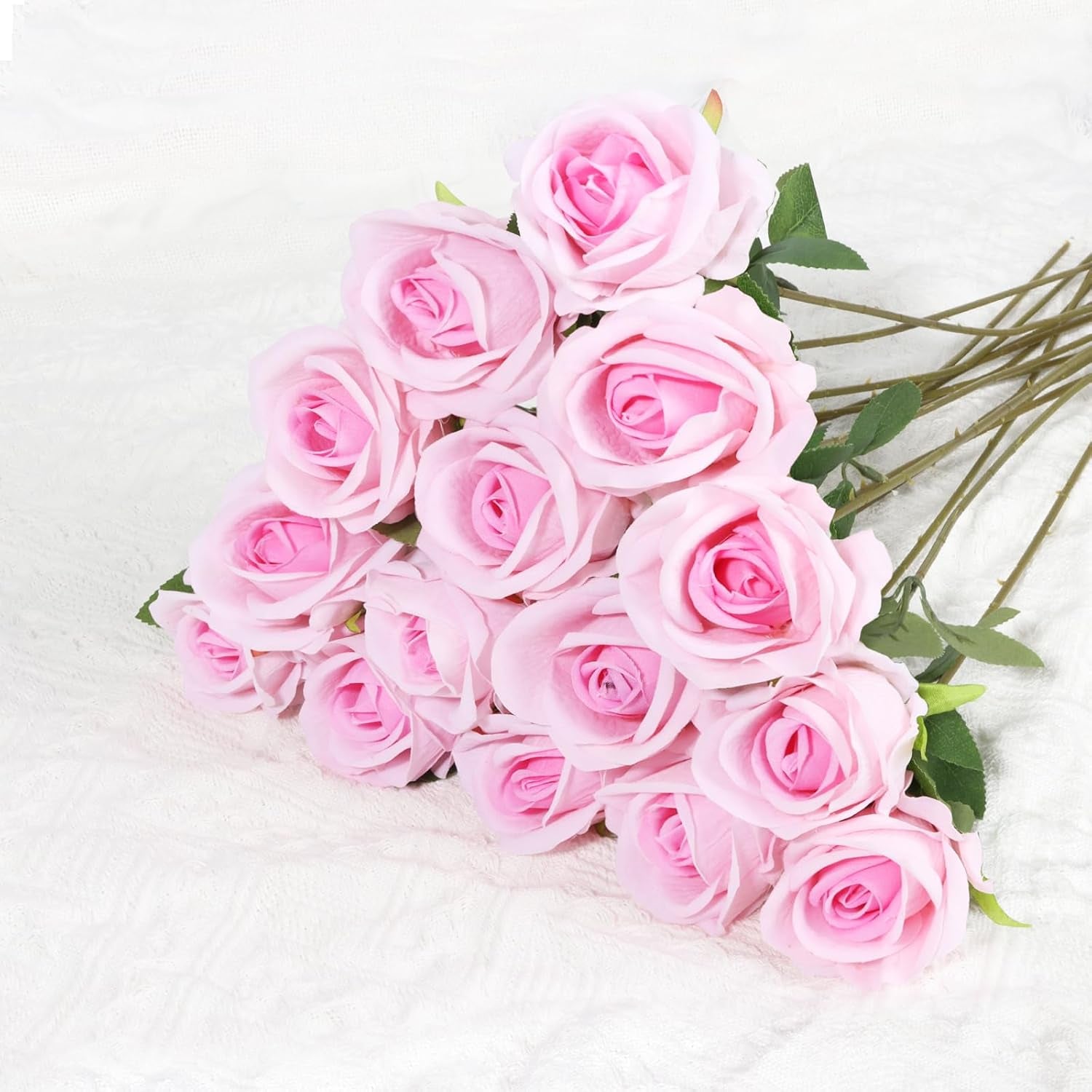 100 Pcs Artificial Silk Roses Flowers Bulk Realistic Long Stem Faux Flower Bouquet for Wedding Centerpieces, Valentine'S Day Decor, Home Arrangements, Table Decorations(Pink)