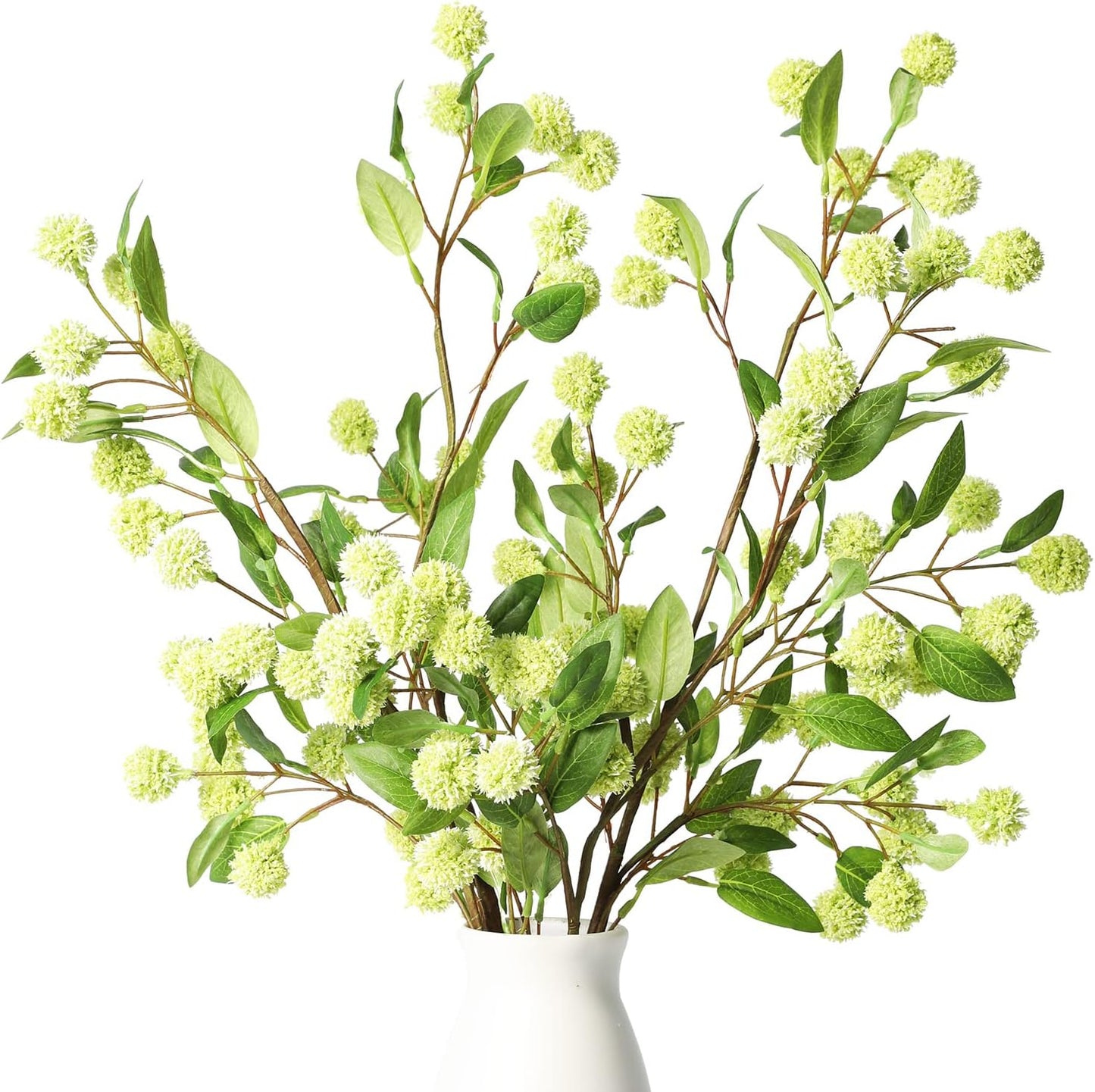 Artificial Plants,4Pcs 35.4" Green Faux Branches for Vase,Artificial Plants for Shop Garden Office Home Décor (4, White Orchid Fruit)