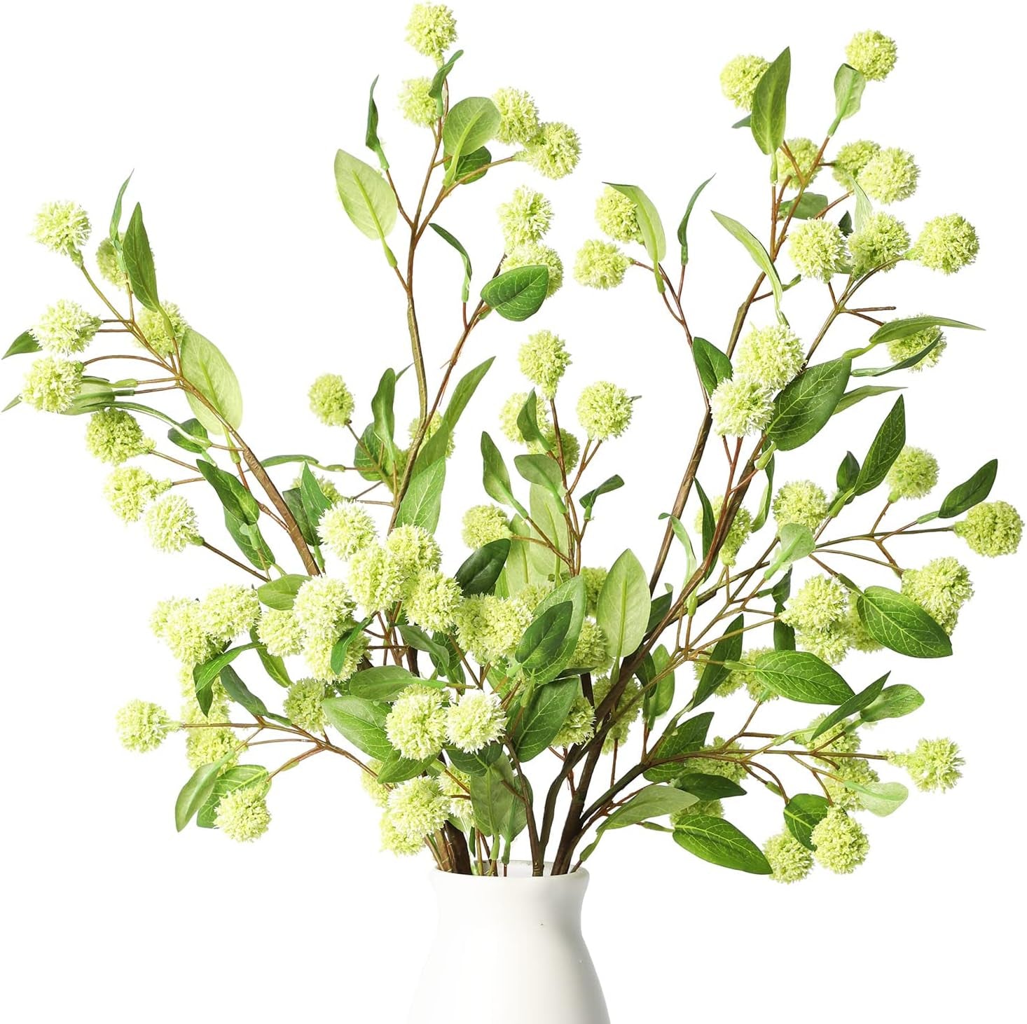 Artificial Plants,4Pcs 35.4" Green Faux Branches for Vase,Artificial Plants for Shop Garden Office Home Décor (4, White Orchid Fruit)