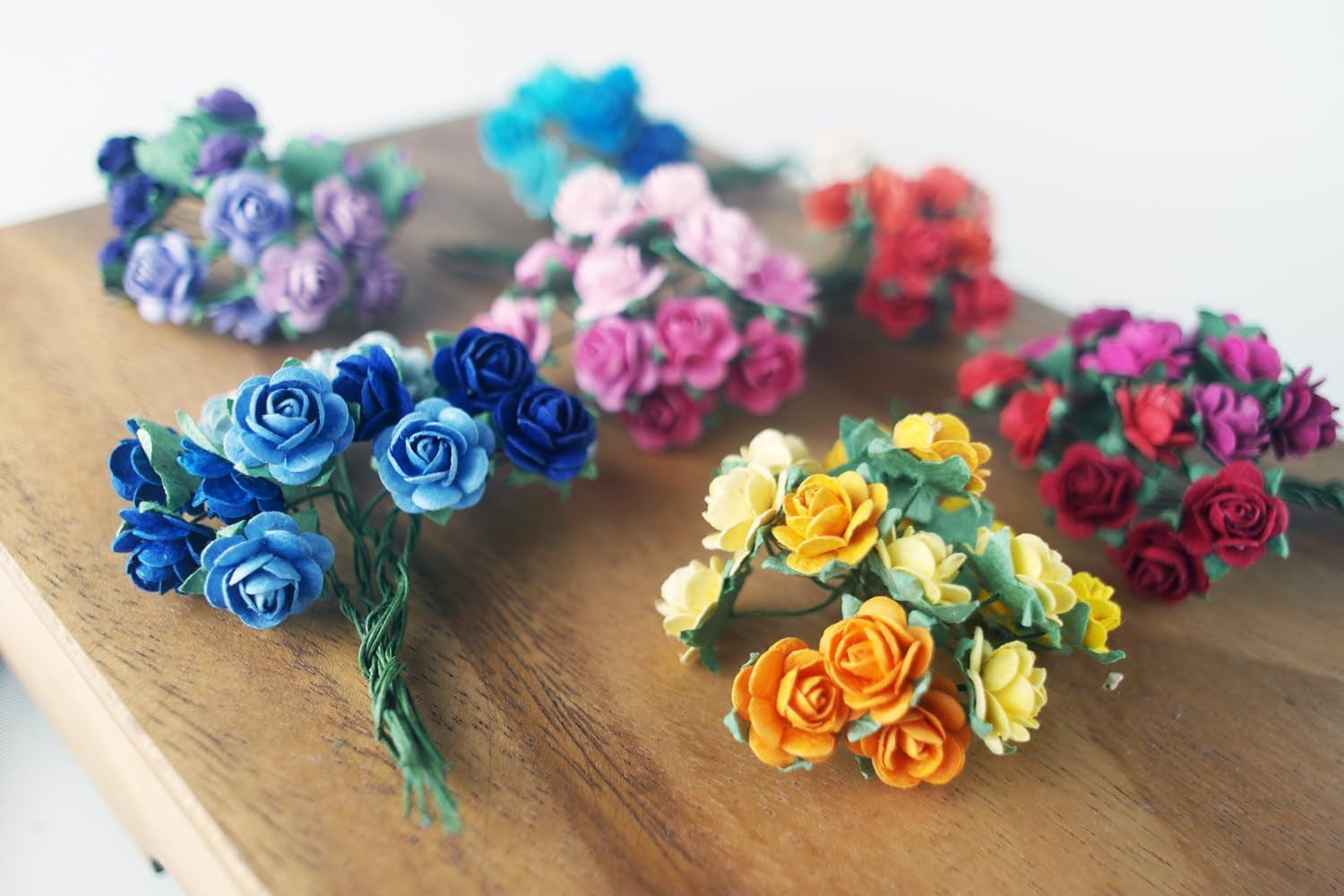 35 Color with 100 Pcs Tiny Artificial Roses Mixed Assorted Shade Thirty-Five Color Mulberry Paper Flower 15-18 Mm Flower Wedding Scrapbooking