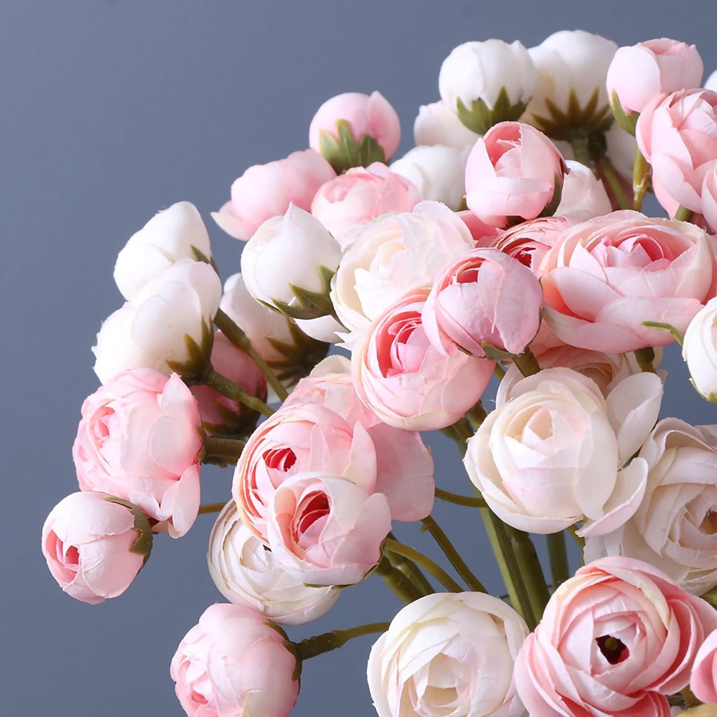 18 Pcs Artificial Silk Rose Flowers Ranunculus Bouquet Fake Pink Peony for Home Decorations,Weddings (Pink, 2)