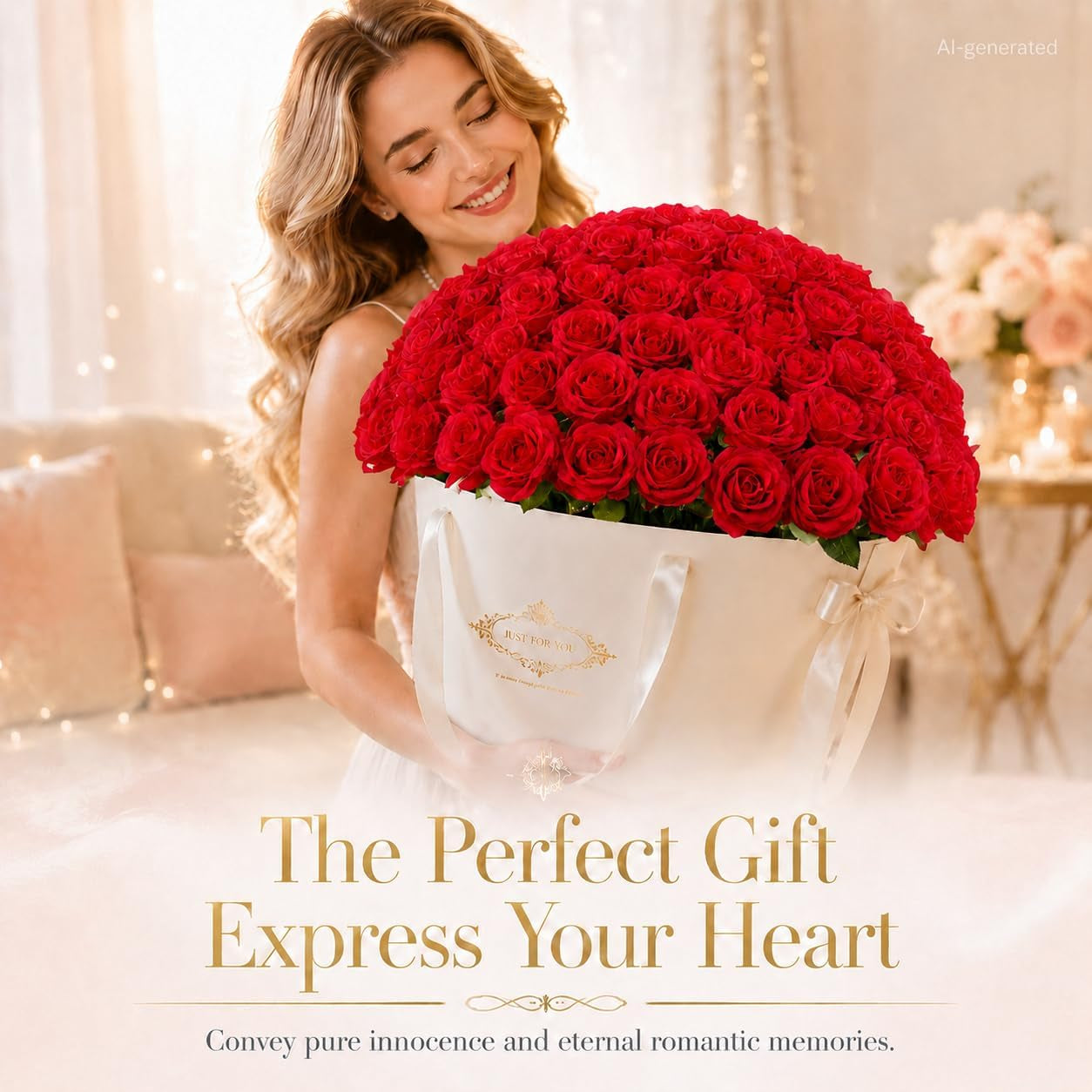 50 PCS Red Roses Artificial Flowers, Fake Red Rose Bouquet, Artificial Silk Red Roses with Stems for DIY Wedding Flowers Decoration, Valentines Day Mothers Day, Bridal Bouquet Roses
