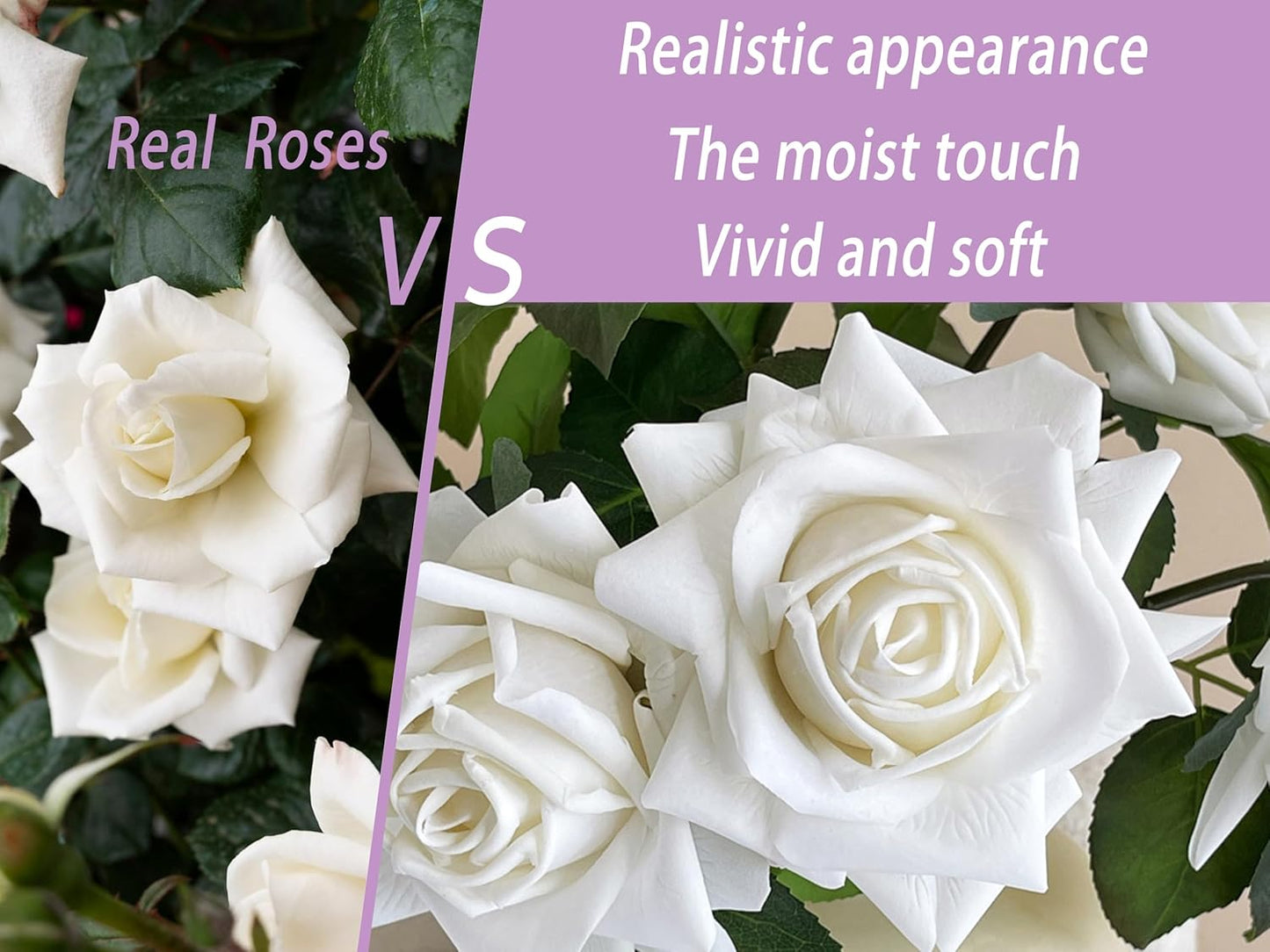 Artificial Flower Rose Bouquet Odorless, 12-Stem Lifelike Single Rose Silk Flowers with Plastic Flowers Stems for Vase Floral Arrangement, Wedding, Home Decor, Sympathy Flowers (Pure White)