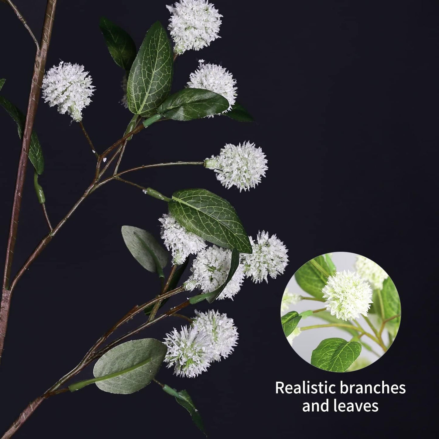 Artificial Plants,4Pcs 35.4" Green Faux Branches for Vase,Artificial Plants for Shop Garden Office Home Décor (4, White Orchid Fruit)