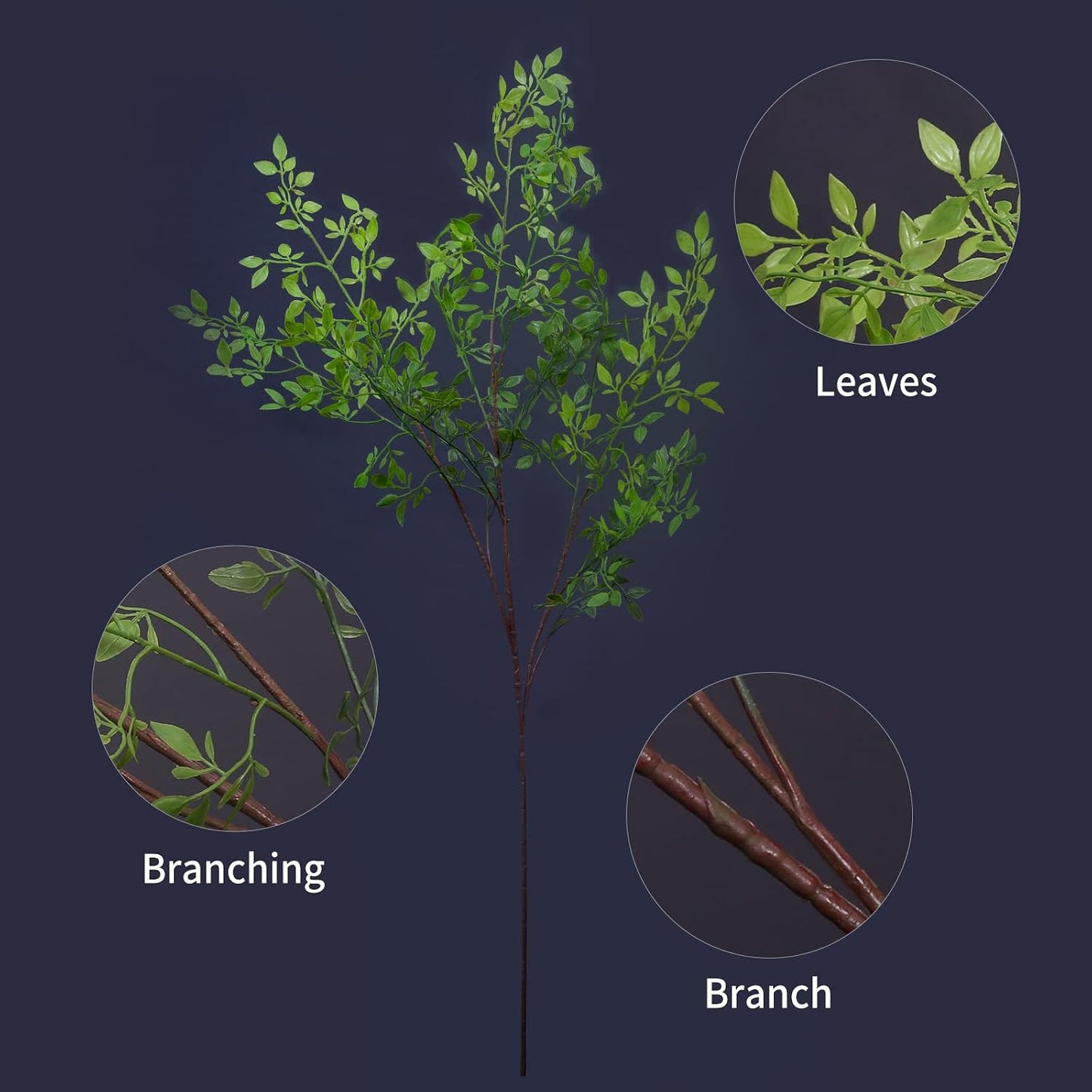 Artificial Plants,4Pcs 43.3" Green Nandina Faux Branches for Vase,Artificial Plants for Shop Garden Office Home Décor (4, Green Nandian)