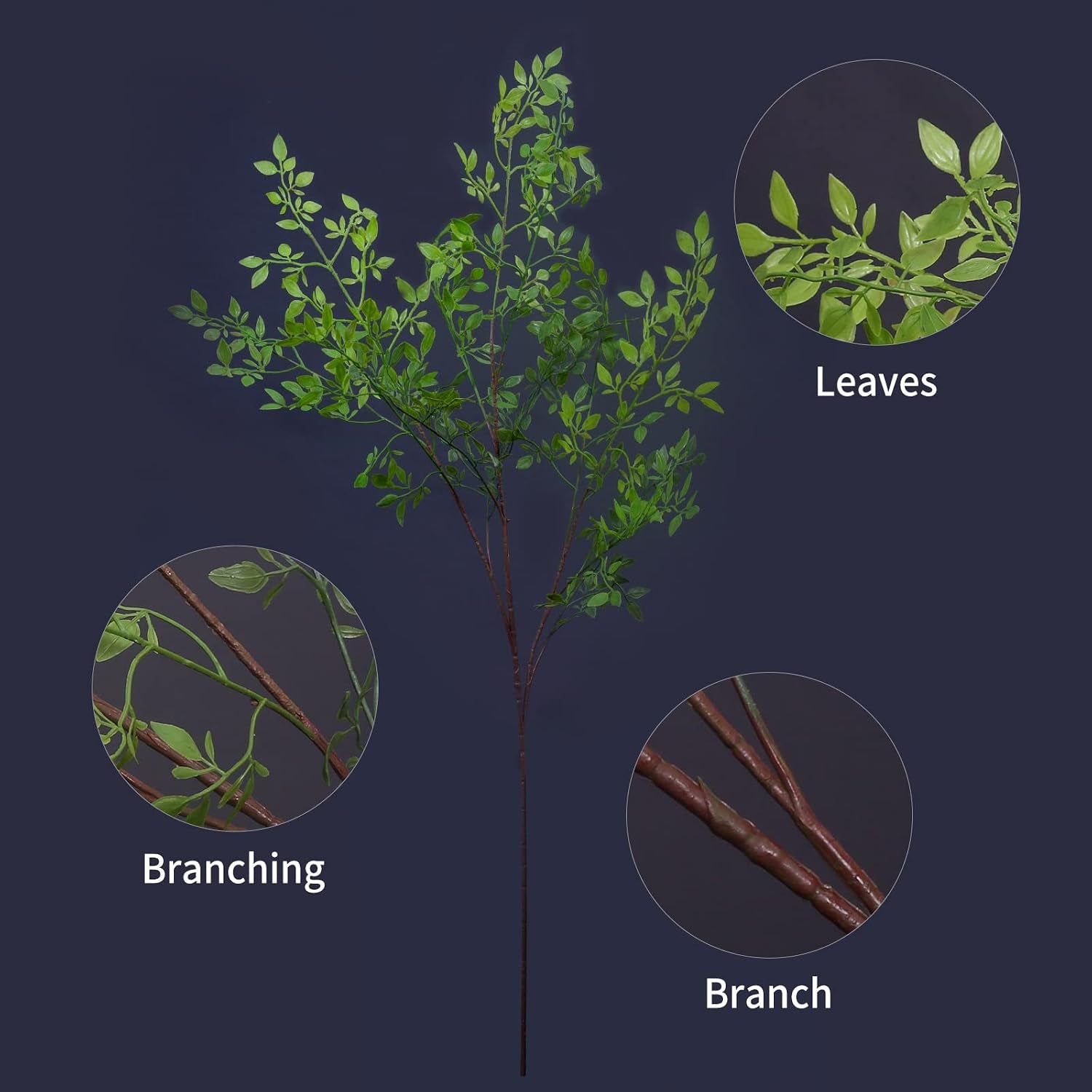 Artificial Plants,4Pcs 43.3" Green Nandina Faux Branches for Vase,Artificial Plants for Shop Garden Office Home Décor (4, Green Nandian)