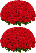 50 PCS Red Roses Artificial Flowers, Fake Red Rose Bouquet, Artificial Silk Red Roses with Stems for DIY Wedding Flowers Decoration, Valentines Day Mothers Day, Bridal Bouquet Roses