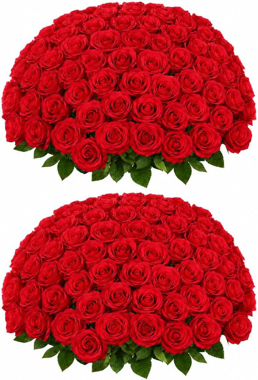 50 PCS Red Roses Artificial Flowers, Fake Red Rose Bouquet, Artificial Silk Red Roses with Stems for DIY Wedding Flowers Decoration, Valentines Day Mothers Day, Bridal Bouquet Roses