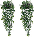 Artificial Hanging Plants, 2Pcs Artificial Plants Indoors in Pots, Greenery Fake Plants Decor, Small Artificial Plants in Pots, Fake Potted Plants, Faux Plants for Wall Home Room Office Decor