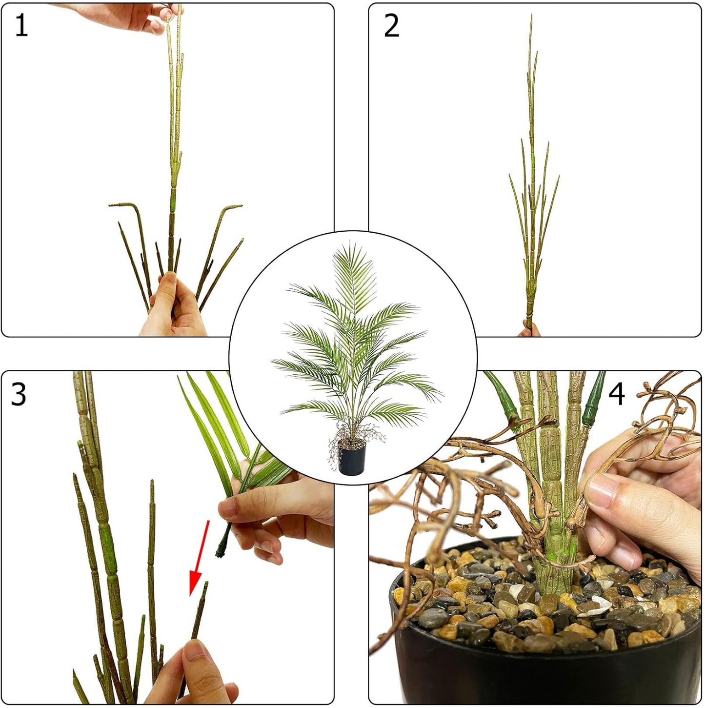 3FT Large Artificial Plants in Pot Fake Palm Tree with Black Tall Planter, Faux Tropical Areca Floor Plant, Silk Plant for Home Office Green Porch Garden Outdoor Living Room Decor Indoor