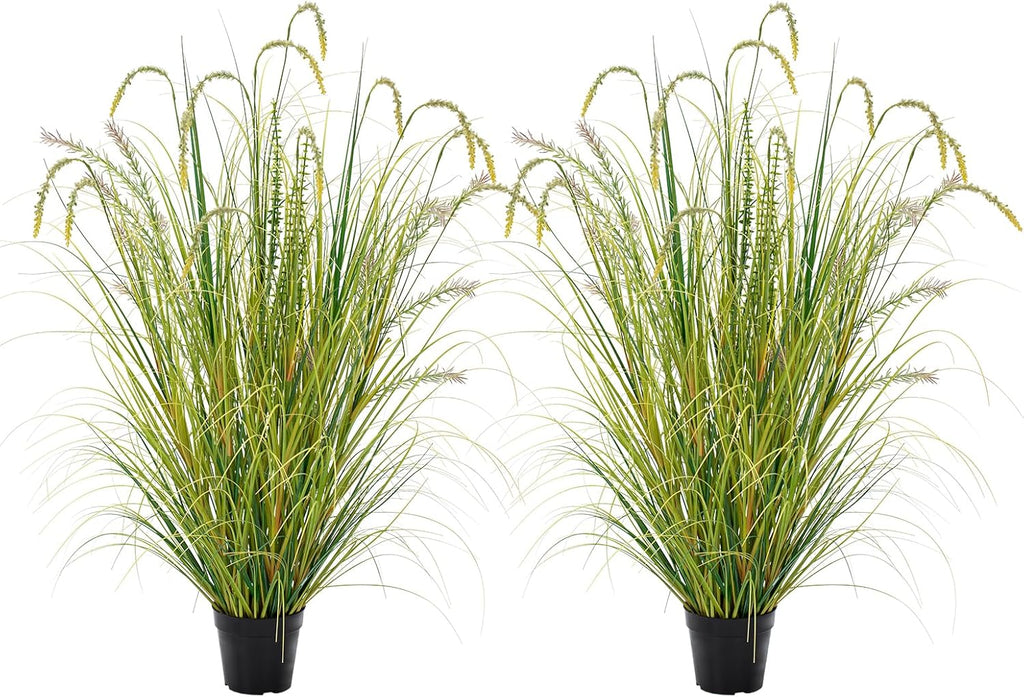 4FT Artificial Reed Grass ,2 Pack Artificial Tall Grass Plants Outdoor Indoor ,Fake Plants & Flowers in Pot-Housewarming Gifts for Living Room Office Bedroom Decor
