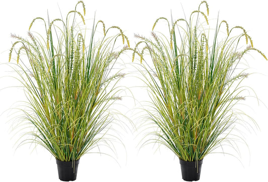 4FT Artificial Reed Grass ,2 Pack Artificial Tall Grass Plants Outdoor Indoor ,Fake Plants & Flowers in Pot-Housewarming Gifts for Living Room Office Bedroom Decor