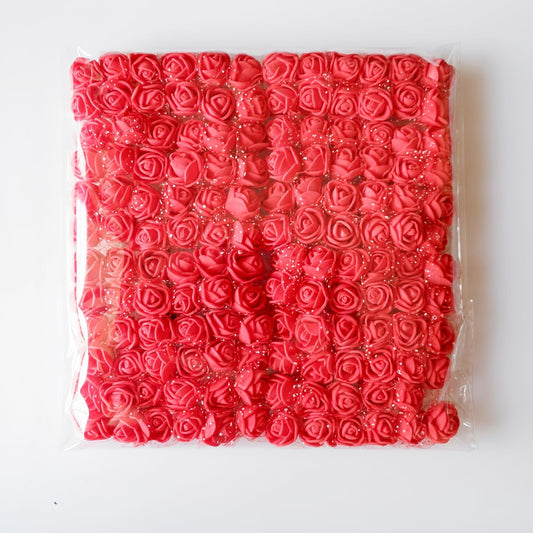 Mini Foam Roses Artificial Flowers Bulk, Foam Small Flowers Heads for Crafts, Fake Roses for Decoration, Tiny Flowers (Red)