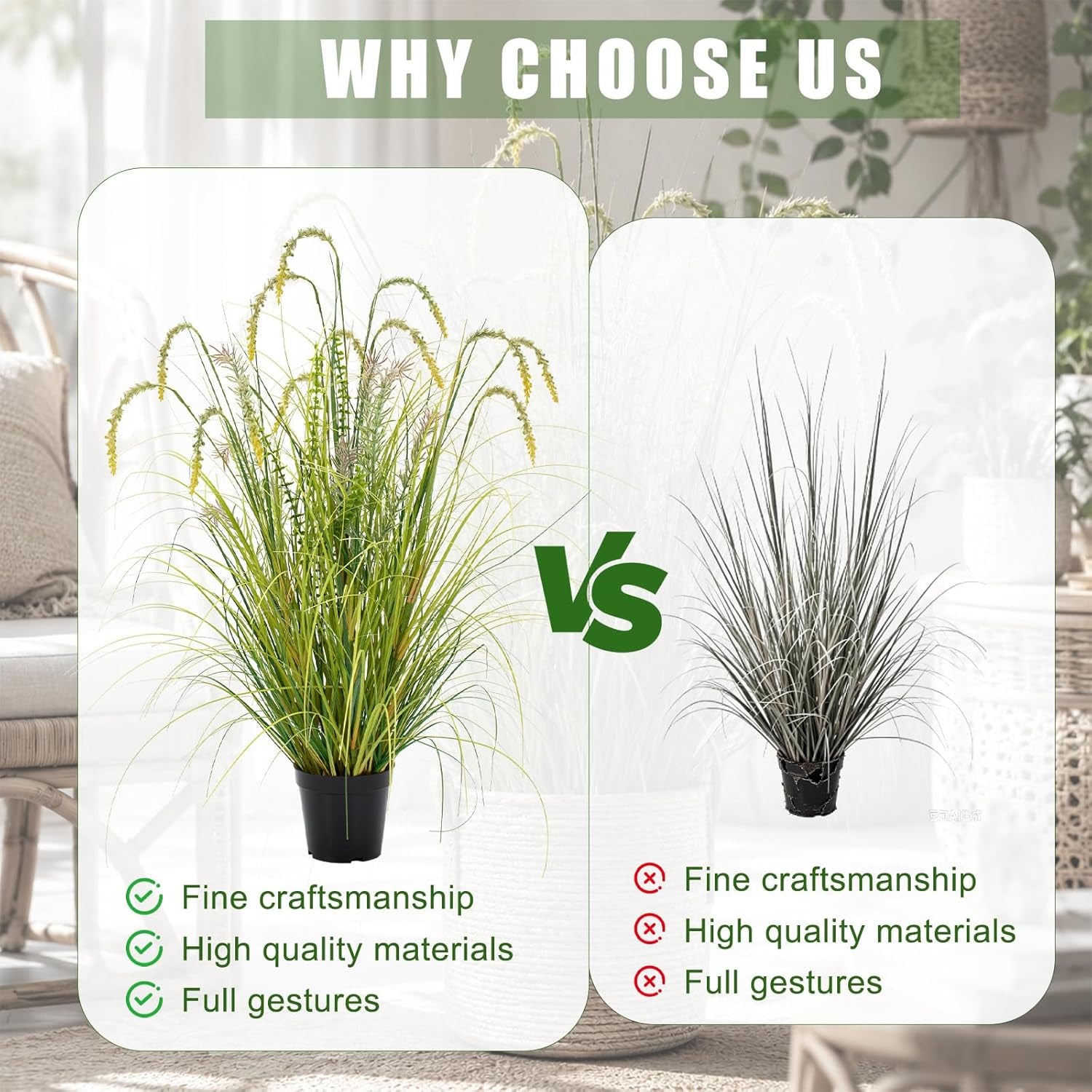 4FT Artificial Reed Grass , Artificial Tall Grass Plants Outdoor Indoor ,Fake Plants & Flowers in Pot-Housewarming Gifts for Living Room Office Bedroom Decor