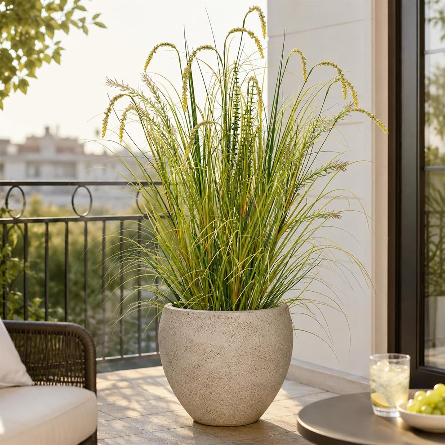 4FT Artificial Reed Grass , Artificial Tall Grass Plants Outdoor Indoor ,Fake Plants & Flowers in Pot-Housewarming Gifts for Living Room Office Bedroom Decor