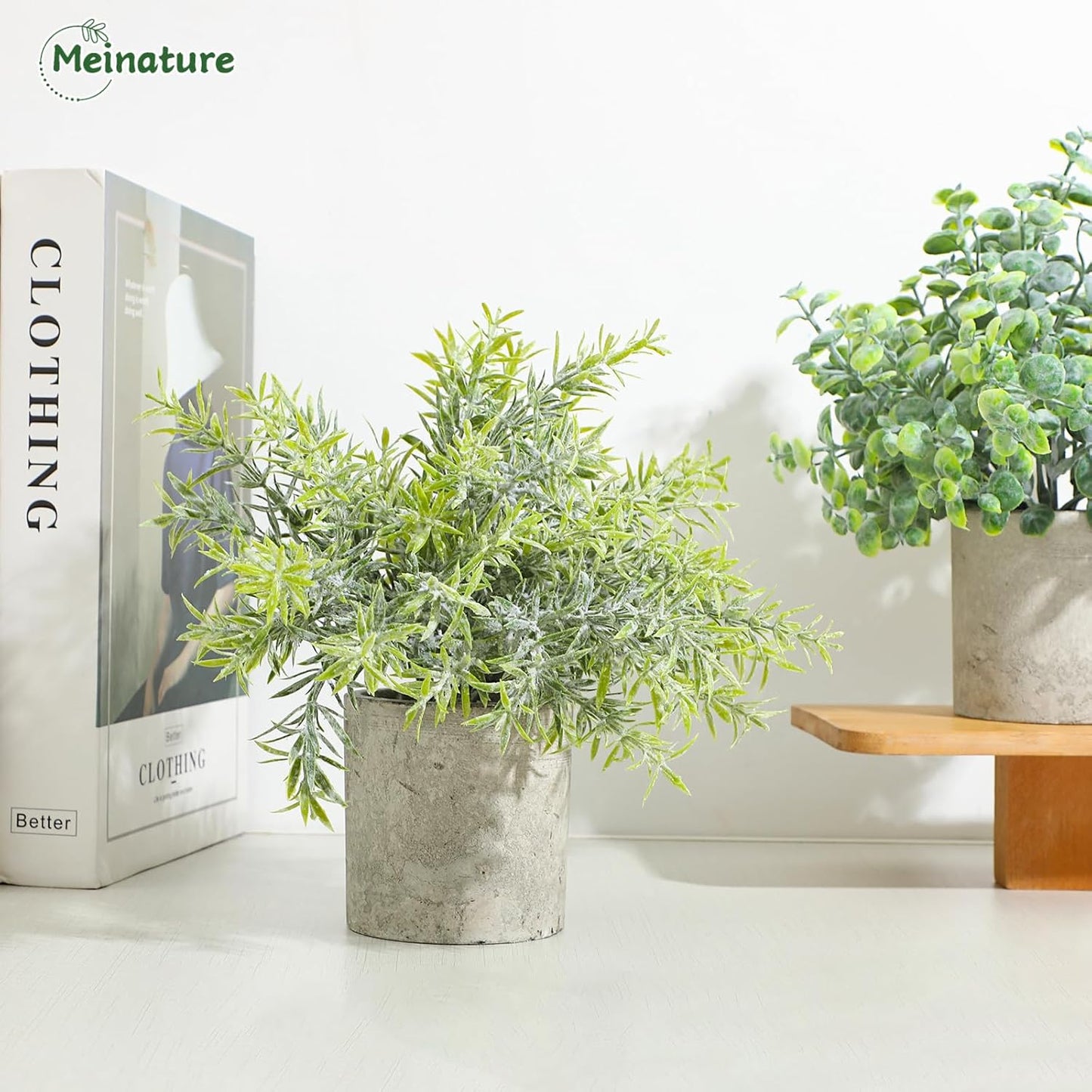 3 Pack Life-Like Potted Fake Plant, Artificial Plants Indoor, Artificial Frost-Hung Green Plants，No Need for Maintenance，Suitable for Desktop or Shelf Decoration in Homes and Offices