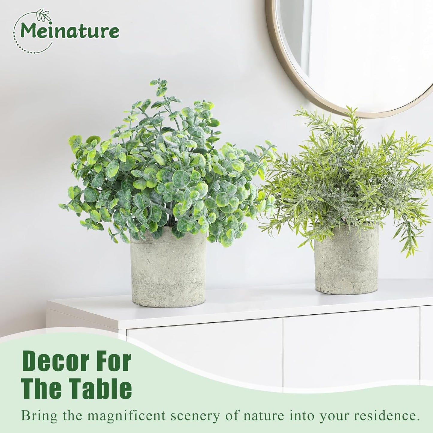 3 Pack Life-Like Potted Fake Plant, Artificial Plants Indoor, Artificial Frost-Hung Green Plants，No Need for Maintenance，Suitable for Desktop or Shelf Decoration in Homes and Offices