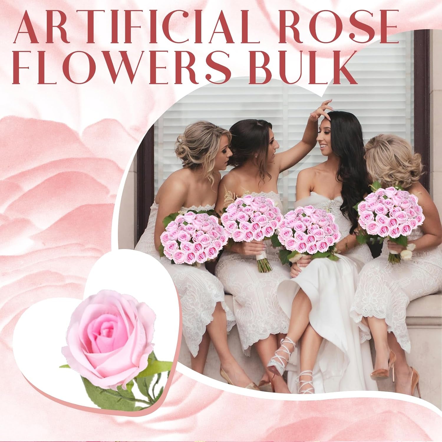 100 Pcs Artificial Silk Roses Flowers Bulk Realistic Long Stem Faux Flower Bouquet for Wedding Centerpieces, Valentine'S Day Decor, Home Arrangements, Table Decorations(Pink)
