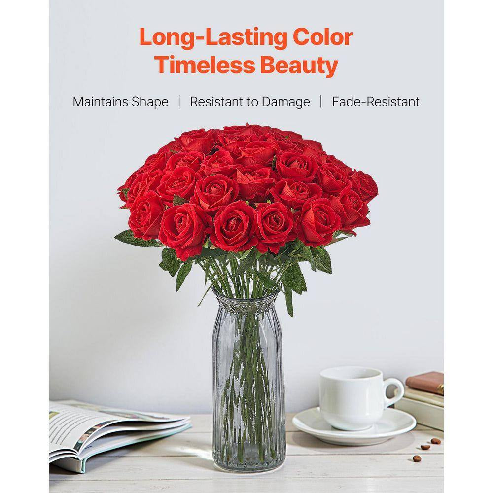 Artificial Flowers, 20 In., Red, for Outdoor Indoor, Artificial Rose Flower, 500 Pcs Real Looking Foam Fake Roses Bulk
