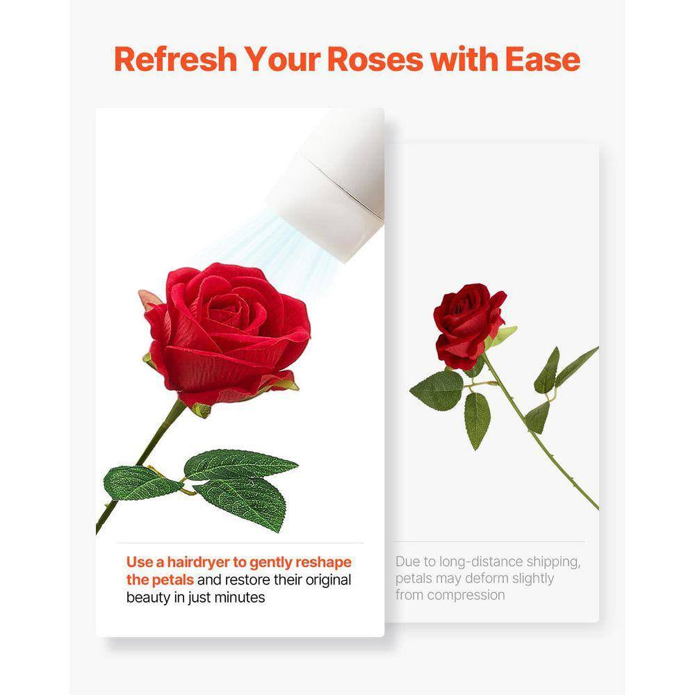 Artificial Flowers, 20 In., Red, for Outdoor Indoor, Artificial Rose Flower, 500 Pcs Real Looking Foam Fake Roses Bulk