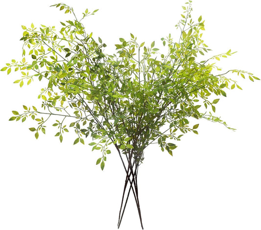Artificial Plants,4Pcs 43.3" Green Nandina Faux Branches for Vase,Artificial Plants for Shop Garden Office Home Décor (4, Green Nandian)