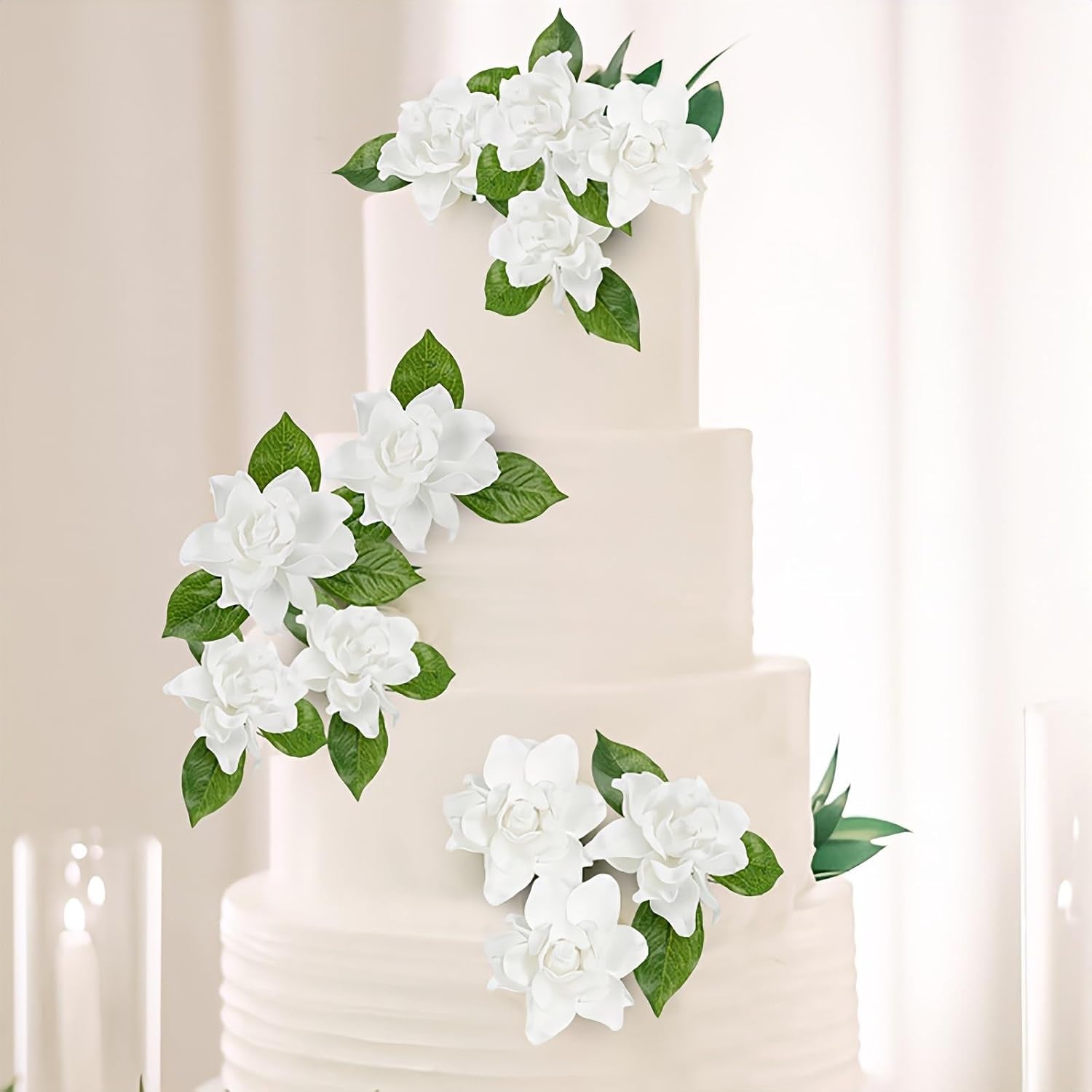 25Pcs Fake Gardenia White Artificial Flowers, Real Looking Gardenia Flowers with Stems Wedding Flowers for DIY Wedding Bouquet Bridal Shower Party Home Centerpieces Floral Arrangements