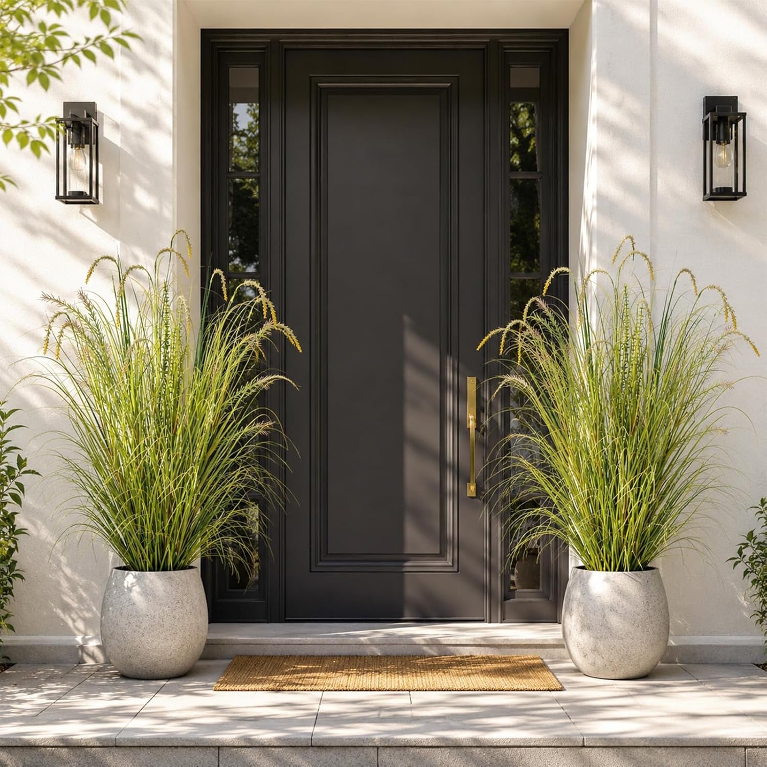 4FT Artificial Reed Grass , Artificial Tall Grass Plants Outdoor Indoor ,Fake Plants & Flowers in Pot-Housewarming Gifts for Living Room Office Bedroom Decor