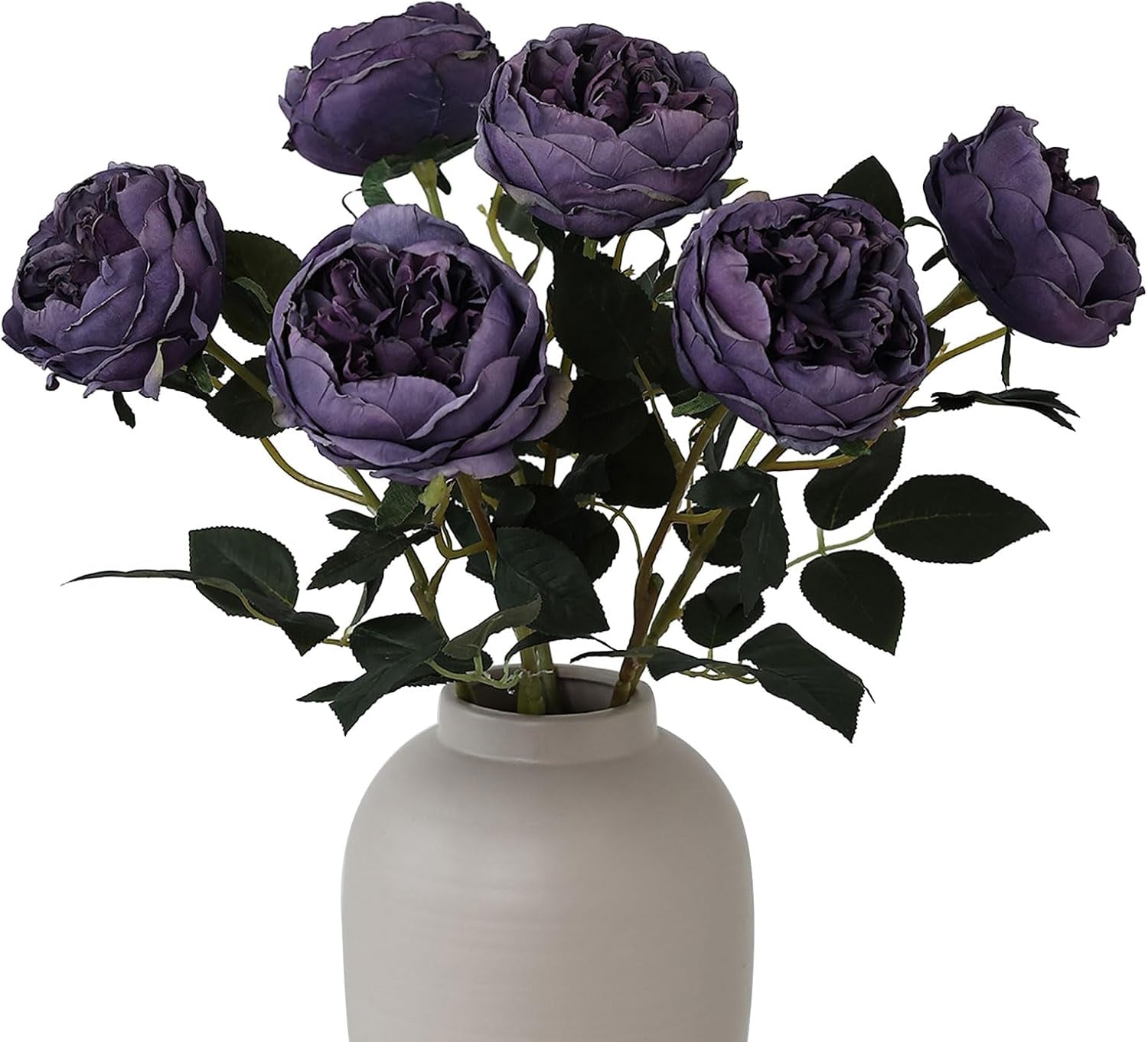 6Pcs Burnt Purple Artificial Roses Flowers Fake Silk Roses Flower with Long Stem for Wedding Decorations Table Centerpieces Flower Arrangement Home Decor (Burnt Purple)