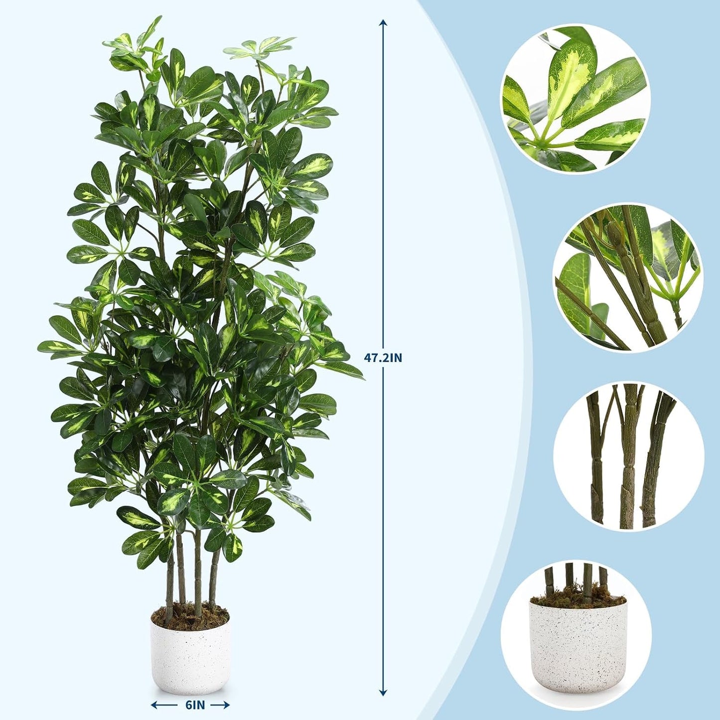 4 FT Faux Schefflera Umbrella Tree with Planter, Artificial Indoor Plant for Home or Office Decor