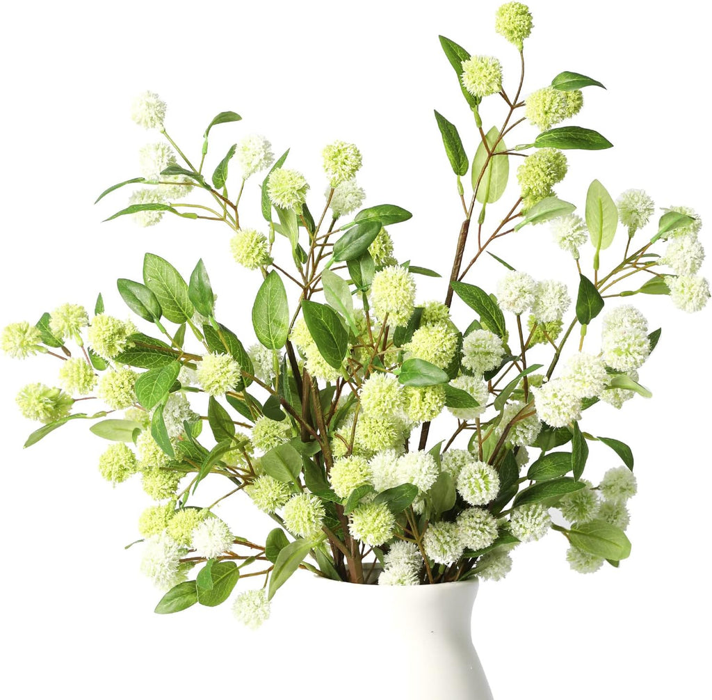 Artificial Plants,4Pcs 35.4" Green Faux Branches for Vase,Artificial Plants for Shop Garden Office Home Décor (4, White Orchid Fruit)