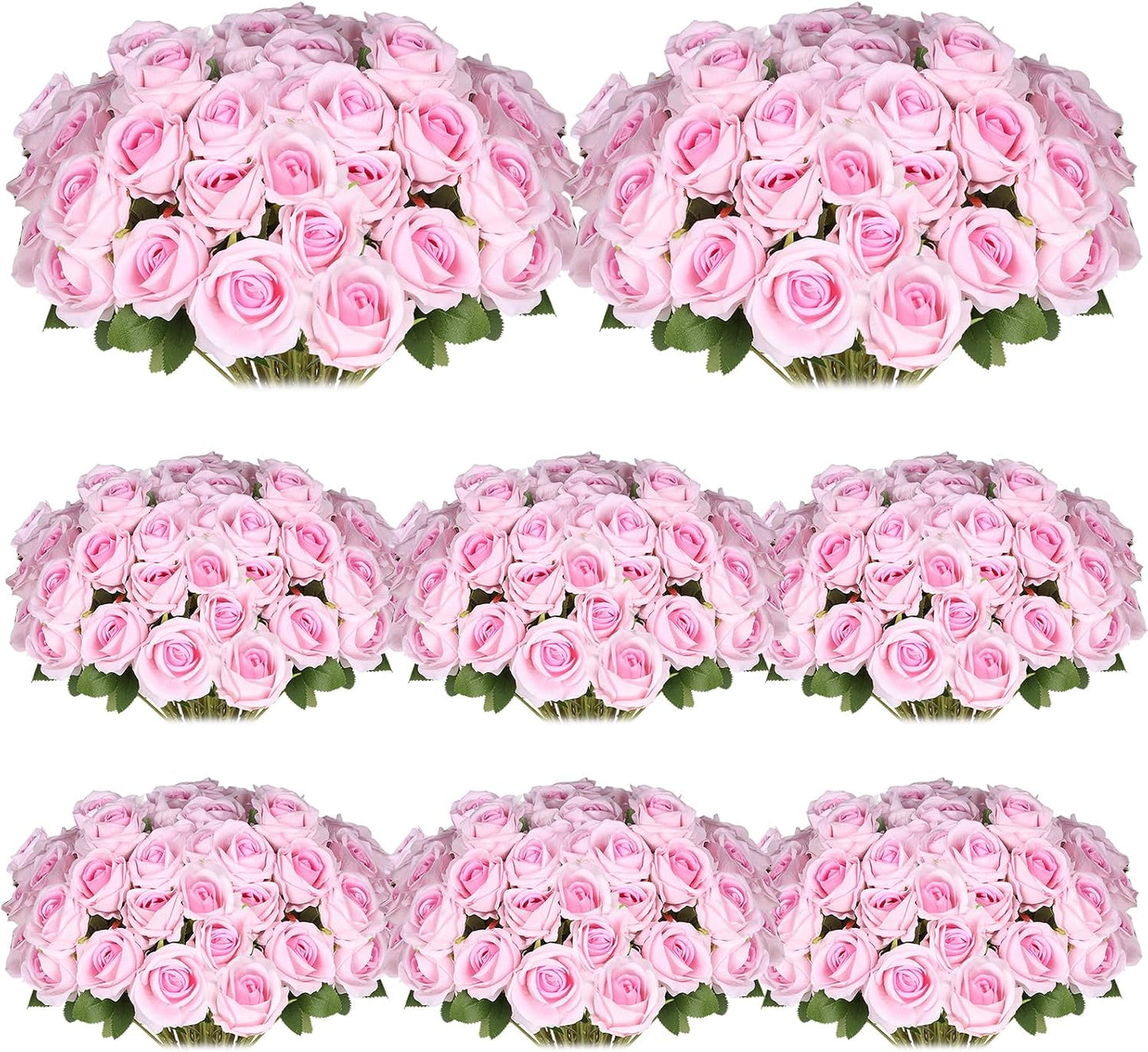 100 Pcs Artificial Silk Roses Flowers Bulk Realistic Long Stem Faux Flower Bouquet for Wedding Centerpieces, Valentine'S Day Decor, Home Arrangements, Table Decorations(Pink)