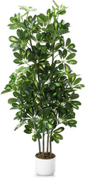 4 FT Faux Schefflera Umbrella Tree with Planter, Artificial Indoor Plant for Home or Office Decor