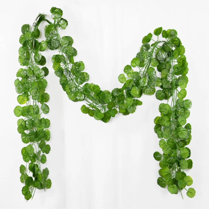 1/2M Rattan Artificial Green Leaves Artificial Plants Decoration Wedding Yard Vines Decorative Artificial Plants Simulated Leave