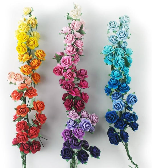 35 Color with 100 Pcs Tiny Artificial Roses Mixed Assorted Shade Thirty-Five Color Mulberry Paper Flower 15-18 Mm Flower Wedding Scrapbooking
