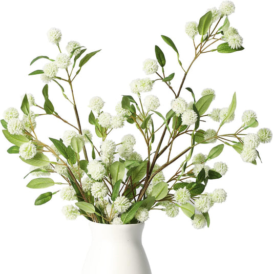 Artificial Plants,4Pcs 35.4" Green Faux Branches for Vase,Artificial Plants for Shop Garden Office Home Décor (4, White Orchid Fruit)
