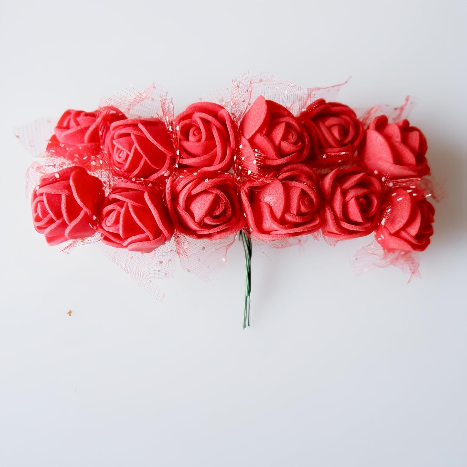 Mini Foam Roses Artificial Flowers Bulk, Foam Small Flowers Heads for Crafts, Fake Roses for Decoration, Tiny Flowers (Red)