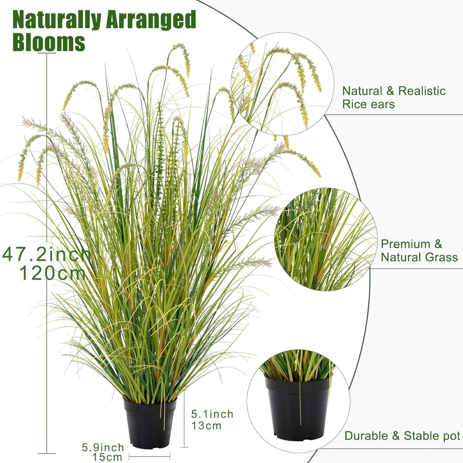 4FT Artificial Reed Grass , Artificial Tall Grass Plants Outdoor Indoor ,Fake Plants & Flowers in Pot-Housewarming Gifts for Living Room Office Bedroom Decor